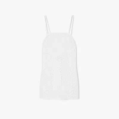 Tory Burch Broderie Mini Dress In White