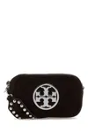 Tory Burch Suede Crossbody Bag Studded Strap In Brown