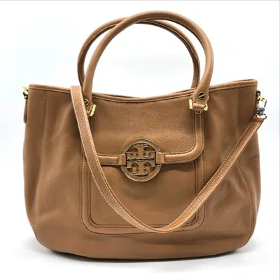 Pre-owned Tory Burch Brown Camel Leather Handbag Shoulder Bag Tote Bag () In Brown, Camel