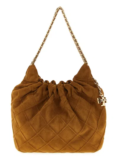 TORY BURCH WOMEN BROWN FLEMING MINI HOBO, ONESIZE LUXURY HOBOS FOR WOMEN DARVEYS