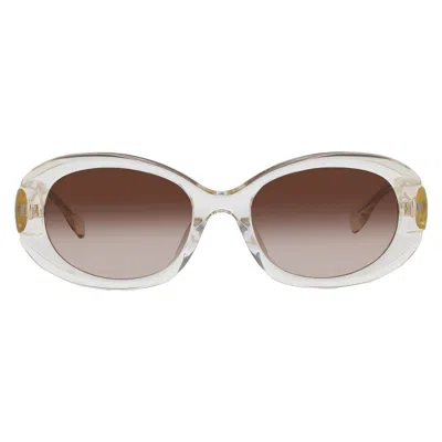 Tory Burch Brown Gradient Oval Ladies Sunglasses Ty7214u 195213 53 In Transparent