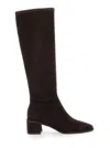 Tory Burch Brown Knee-high Boots With Block Heel In Suede Woman In Brown