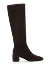 Tory Burch Brown Knee-high Boots With Block Heel In Suede Woman In Multi