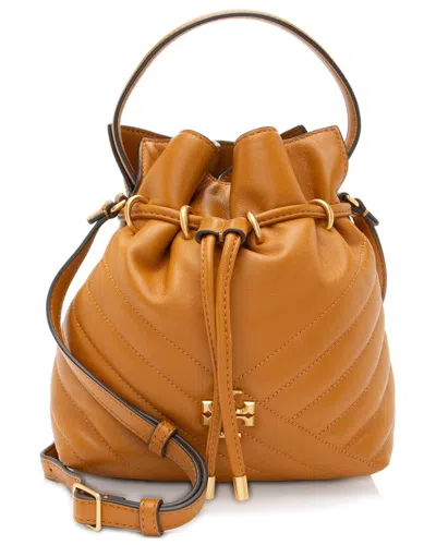 Tory Burch Brown Leather Chevron Kira Mini Bucket Bag (authentic Pre-loved)