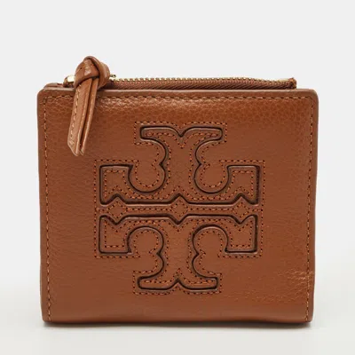 Pre-owned Tory Burch Brown Leather Harper Bifold Wallet