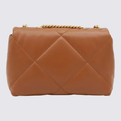 Tory Burch Brown Leather Kira Diamond Small Shoulder Bag