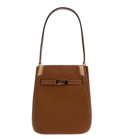 Tory Burch Brown Lee Radziwill Medium Bucket Bag