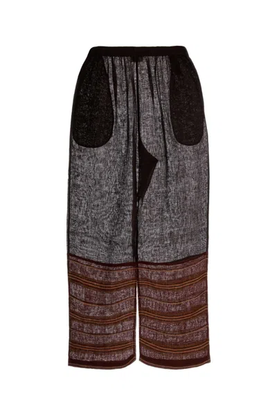 Tory Burch Brown Linen Wide Leg Pant