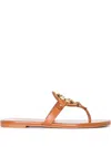 Tory Burch Brown Logo Sandals In Brown