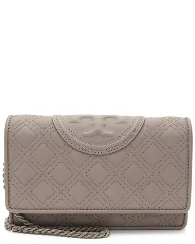 Tory Burch Brown Matte Leather Fleming Soft Wallet On Chain (authentic Pre-  Loved)