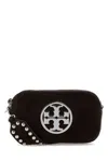 Tory Burch Suede Crossbody Bag Studded Strap In Black