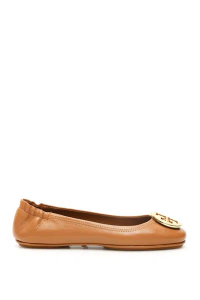 Tory Burch Brown Minnie Ballet Flats In Neutral
