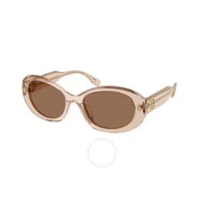 Tory Burch Brown Oval Ladies Sunglasses Ty7214u 195473 53