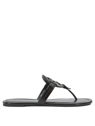 Tory Burch Brown Ovine Leather Sandals In Black