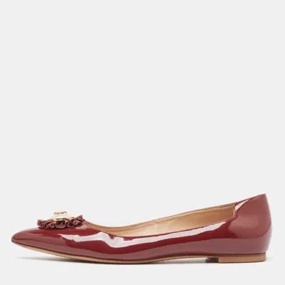 Pre-owned Tory Burch Brown Patent Leather Ballet Flats Size 37.5