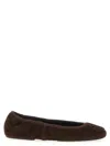 Tory Burch Suede Ballet Flats With Logo Embellishment In Brown