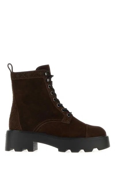 TORY BURCH BROWN SUEDE ANKLE BOOTS