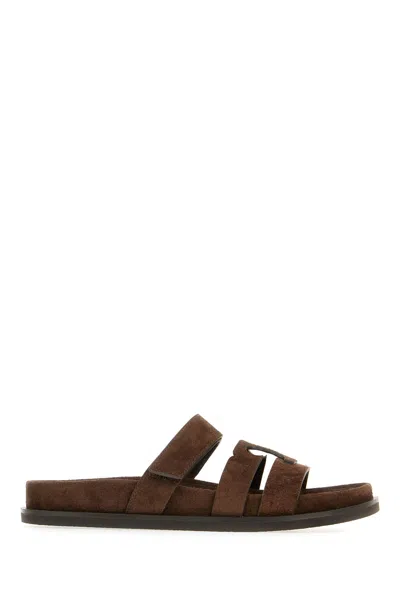 Tory Burch Brown Suede Ines Sandals