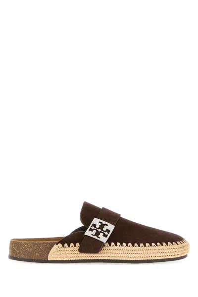 Tory Burch Brown Suede Mellow Slippers
