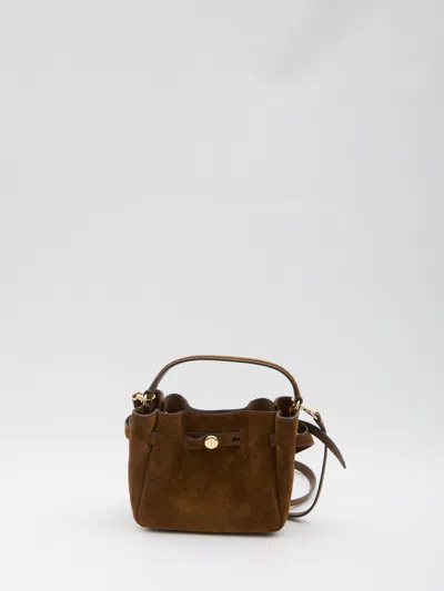 Tory Burch Brown Suede Satchel Cross Bag In Animal Print