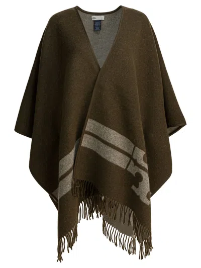 Tory Burch Brown Wool Scarf In Blue