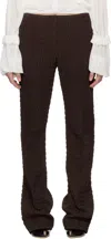 Tory Burch Brown Wool Silk Slim Trousers In Boba Brown
