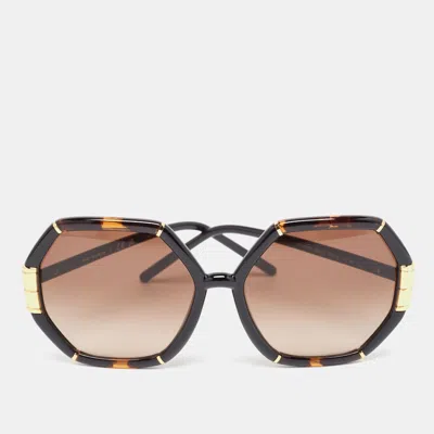 Pre-owned Tory Burch Brown/gold Gradient Ty907zu Eleanor Geometric Sunglasses