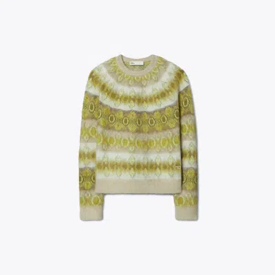 Tory Burch Brushed Wool Sweater In Green Serpent