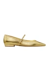Tory Burch Metallic Textured-leather Mary Jane Point-toe Flats In Nude
