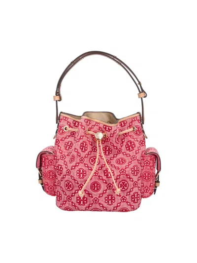 Tory Burch Bucket Bag T Monogram In Red