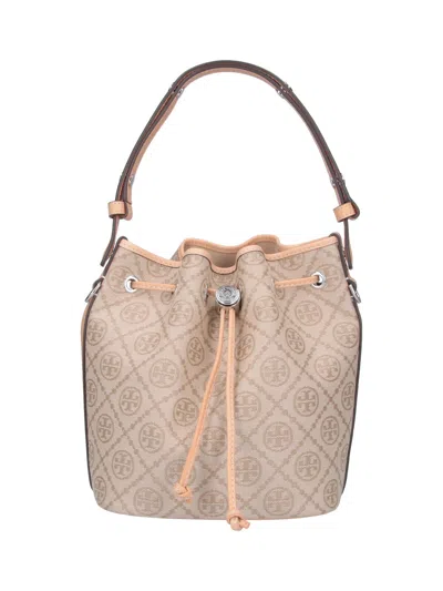 Tory Burch Bucket Bag "t-monogram" In White