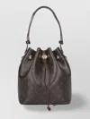 Tory Burch Monogram Printed Cotton Bucket Bag In Burgundy
