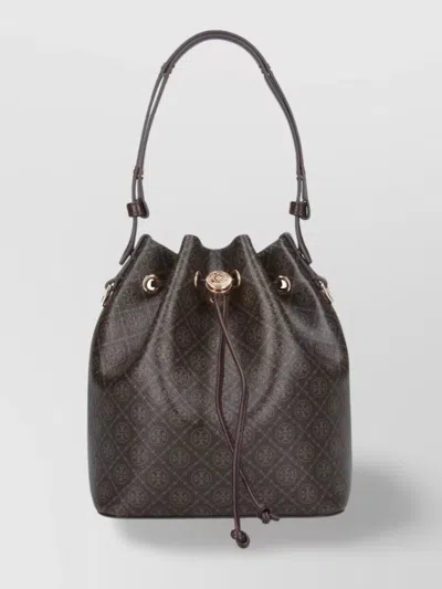 Tory Burch Bucket Bag With Monogram Pattern And Top Handle