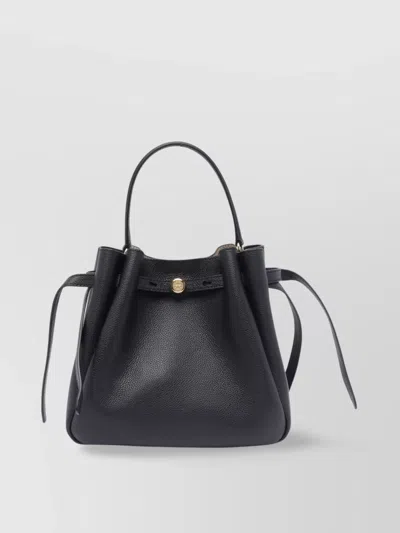 Tory Burch Bucket Bag With Top Handle And Gold-tone Hardware In Black