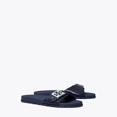 Tory Burch Buckle Slide In New Navy/silver
