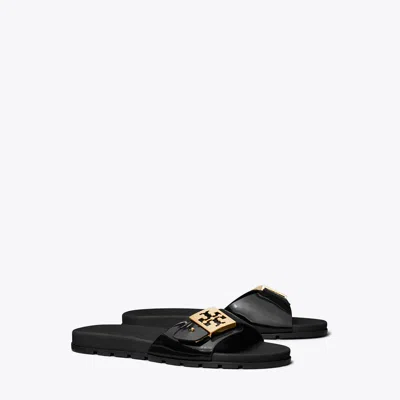 Tory Burch Buckle Slide In Perfect Black Gold