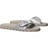 Tory Burch Buckle Slide Sandal In Silver/silver/aluminum