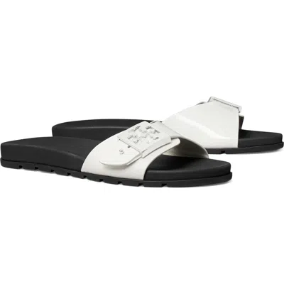 Tory Burch Buckle Slide Sandal In White