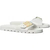 Tory Burch Slide Sandals With Metallic Buckle Accent In White