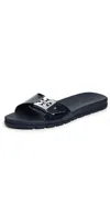 Tory Burch Logo-detailing Slides In Black