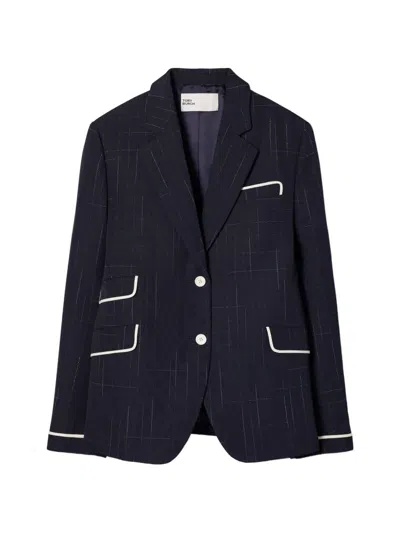 Tory Burch Buddy Wool Jacket In Blue
