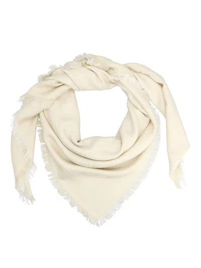 Tory Burch Logo Scarf In Beige