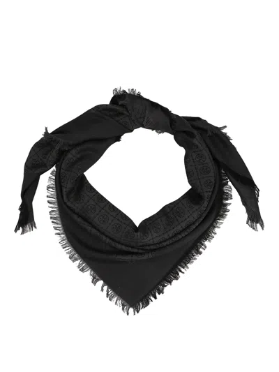Tory Burch Logo Scarf In Black