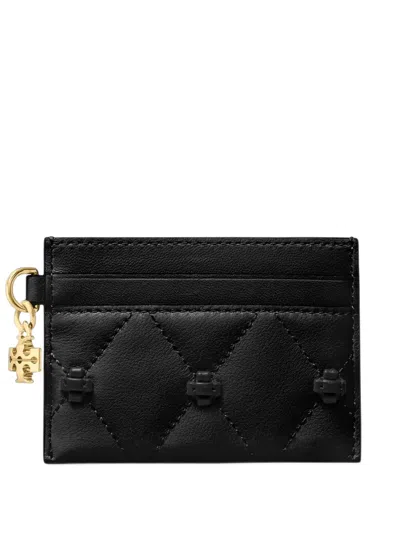 Tory Burch Bunny Knot Card Case In Black