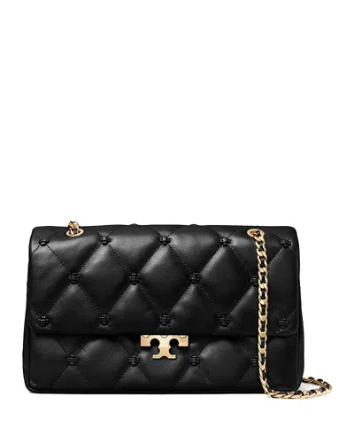 Tory Burch Bunny Knot Quilted Leather Shoulder Bag In Black
