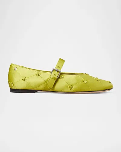 Tory Burch Bunny Knot Satin Mary Jane Ballerina Flats In Multi