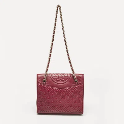 Pre-owned Tory Burch Burgundy Leather Fleming Shoulder Bag