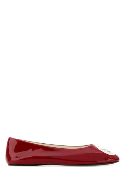 Tory Burch Burgundy Slip On Ballet Flats In Red