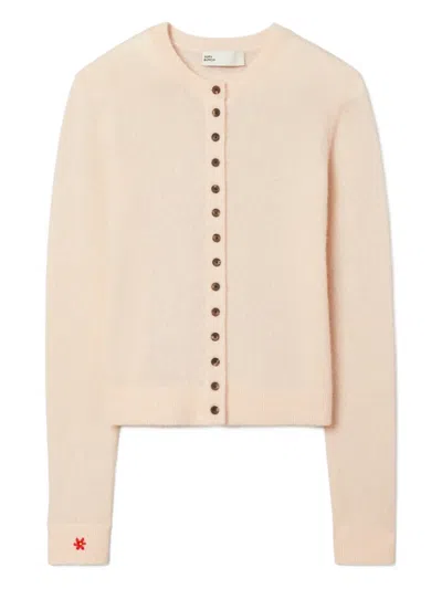 Tory Burch Button-detail Cashmere Cardigan In Neutral