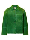 Tory Burch Button-fastening Patch-pocket Denim Jacket In Green